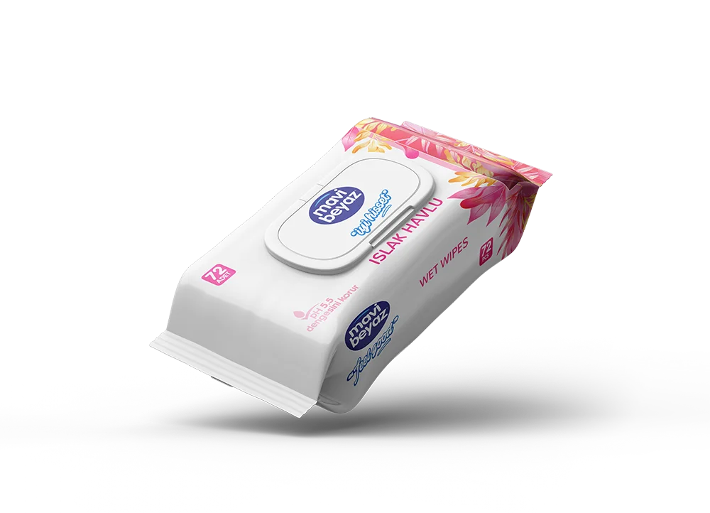 Floral Pembe Islak Mendil (72 Yaprak)
