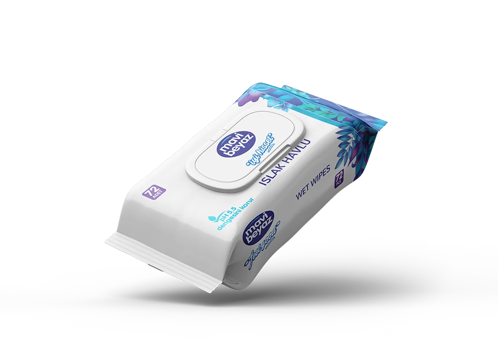 Floral Mavi Islak Mendil (72 Yaprak)