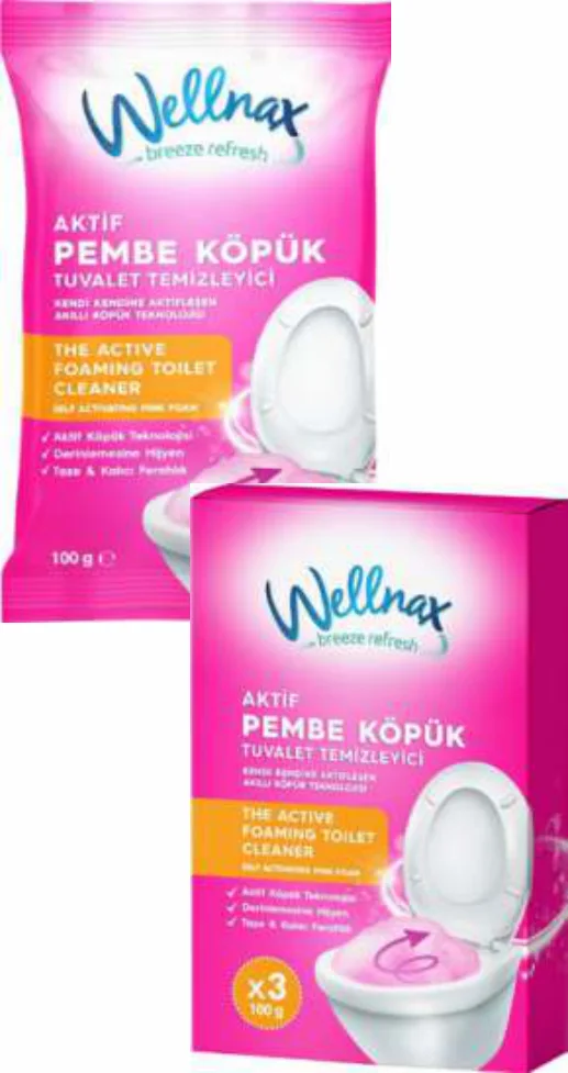 Wellnax Aktif Pembe Köpük Tuvalet Temizleyici 3x100 gr
